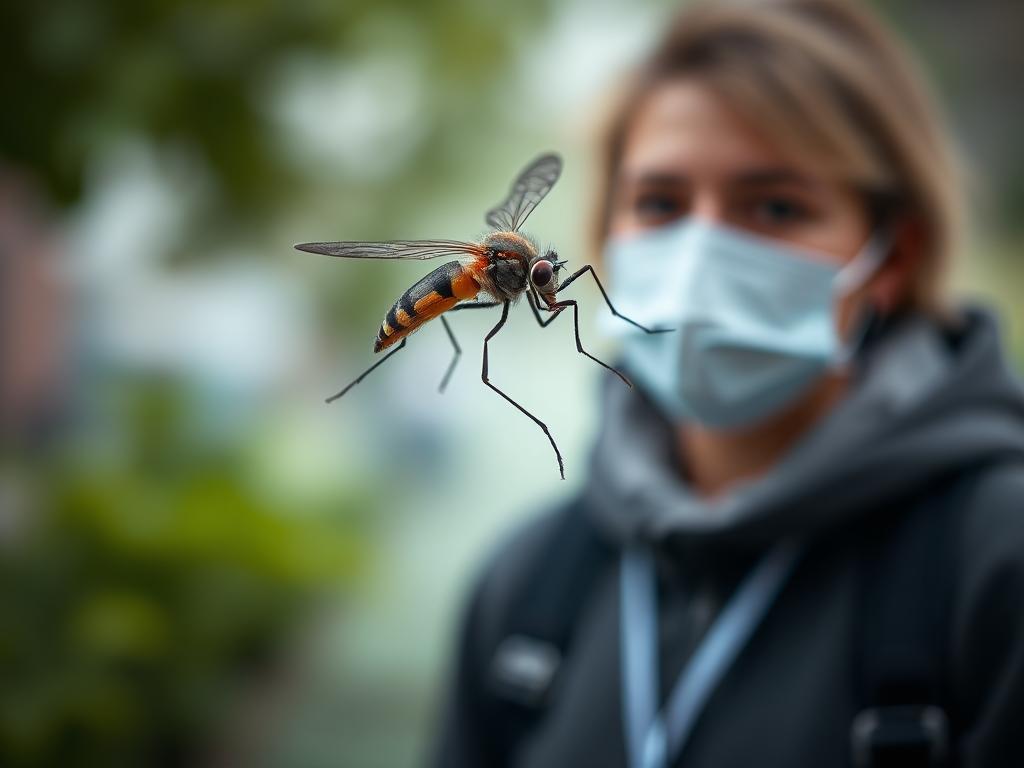Les symptômes apparaissent environ une semaine après la piqûre d’un moustique infecté.